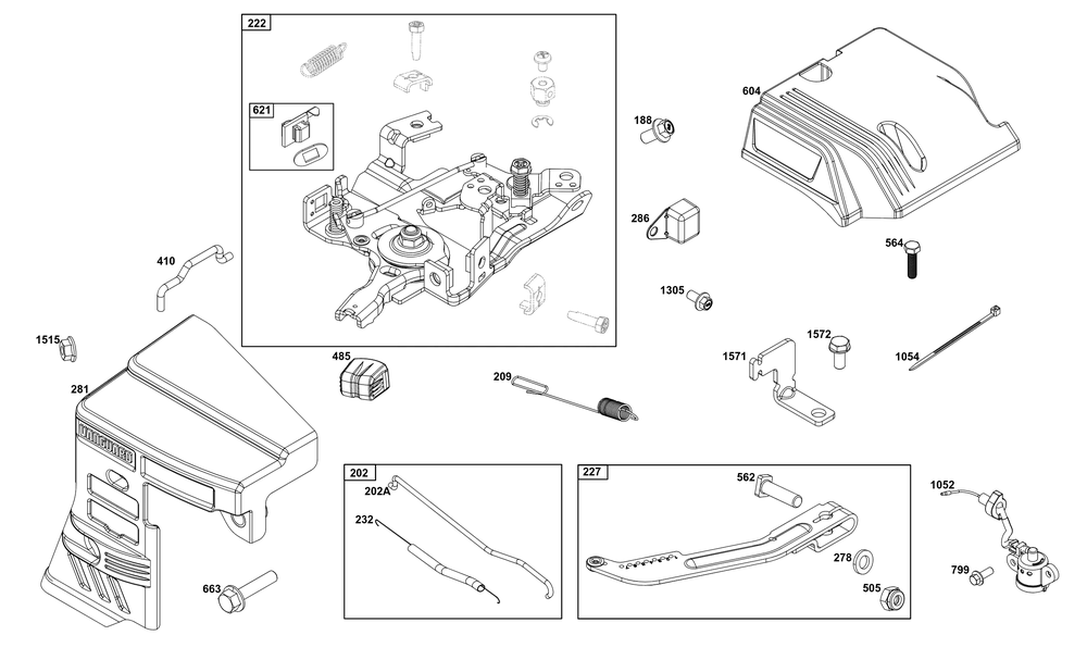 Controls Group Diagram and Parts List for 12V332-0146-01 100000 - 19Z999 Briggs and Stratton Engine